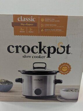 Crock-Pot 2-Quart Manual Slow Cooker – Stainless Steel, 3 Heat Settings